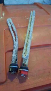 Texas water heater with mineral scale buildup from hard water