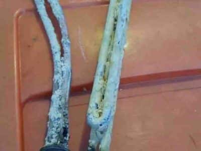 Texas water heater with mineral scale buildup from hard water