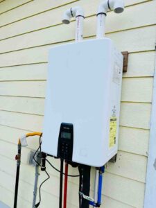 tankless water heater mounted on wall modern home